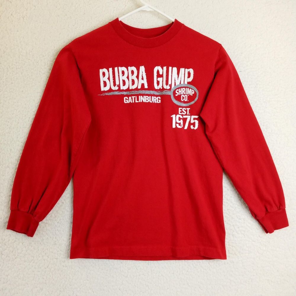 Bubba Gump Shrimp Shirt Adult Small Long Sleeve Cotton Red